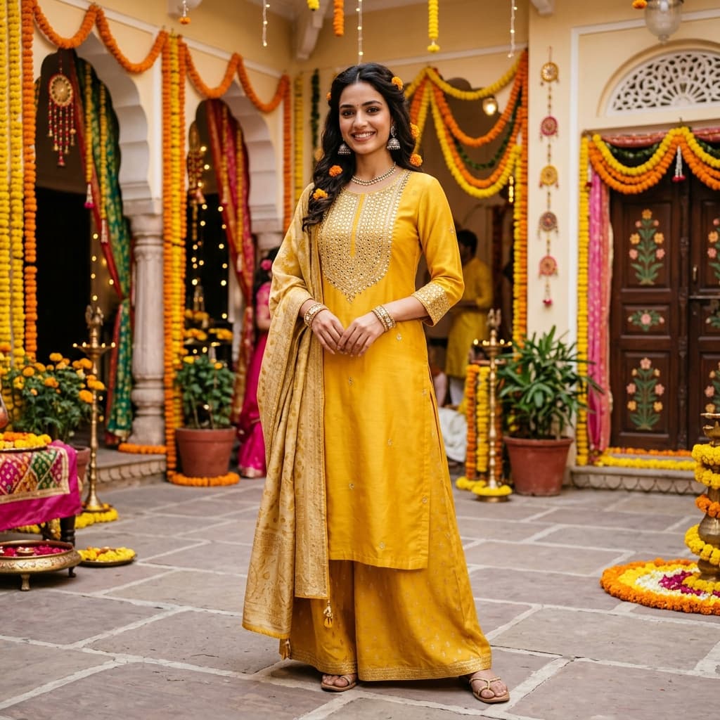 Yellow Festive Kurti Manufacturer Surat