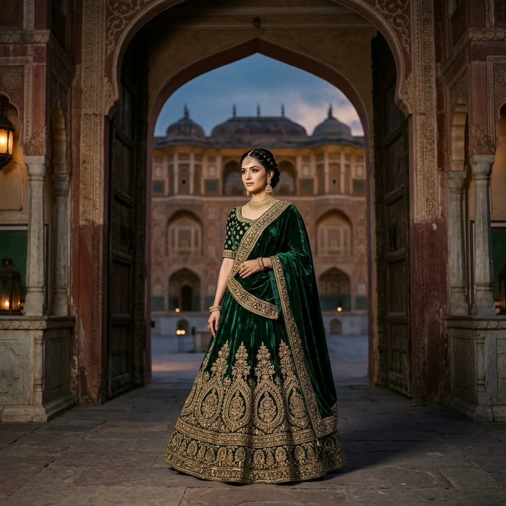 Premium Emerald Green Lehenga - Hiru Tex Surat